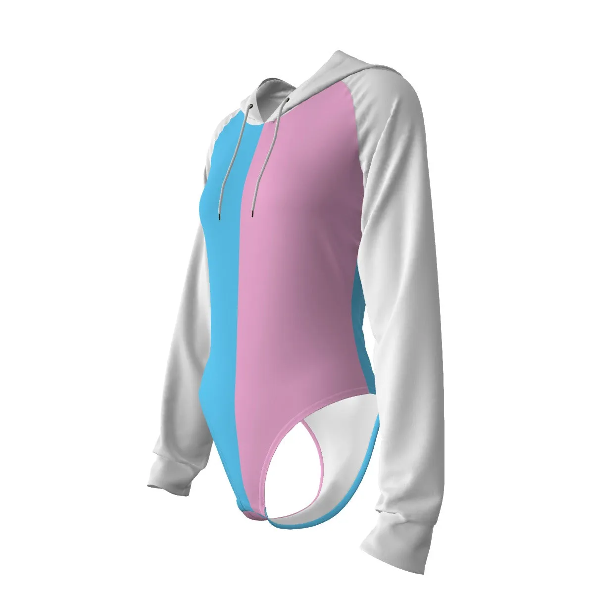 Teen Blue Pink White Pride Paris Raglan Sleeve Hooded Bodysuit