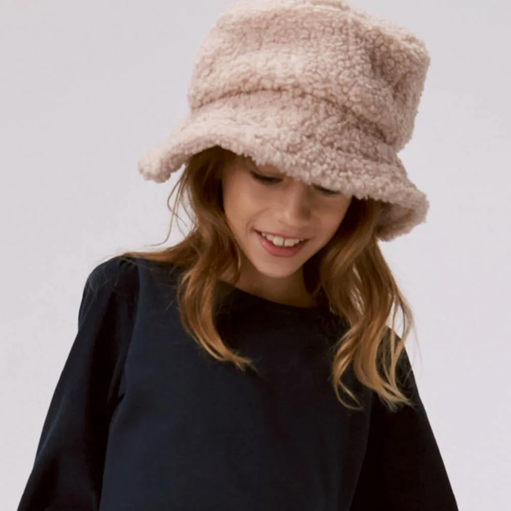 Teen Girls Pink Sherpa Bucket Hat