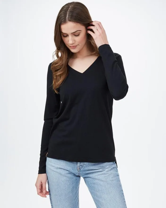 Tentree Treeblend Long Sleeve V-Neck in Black