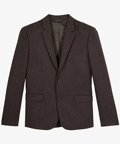 The Kooples Mens Brown Pinstriped regular-fit wool-blend blazer