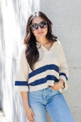 The On The Water Navy Striped Sweater