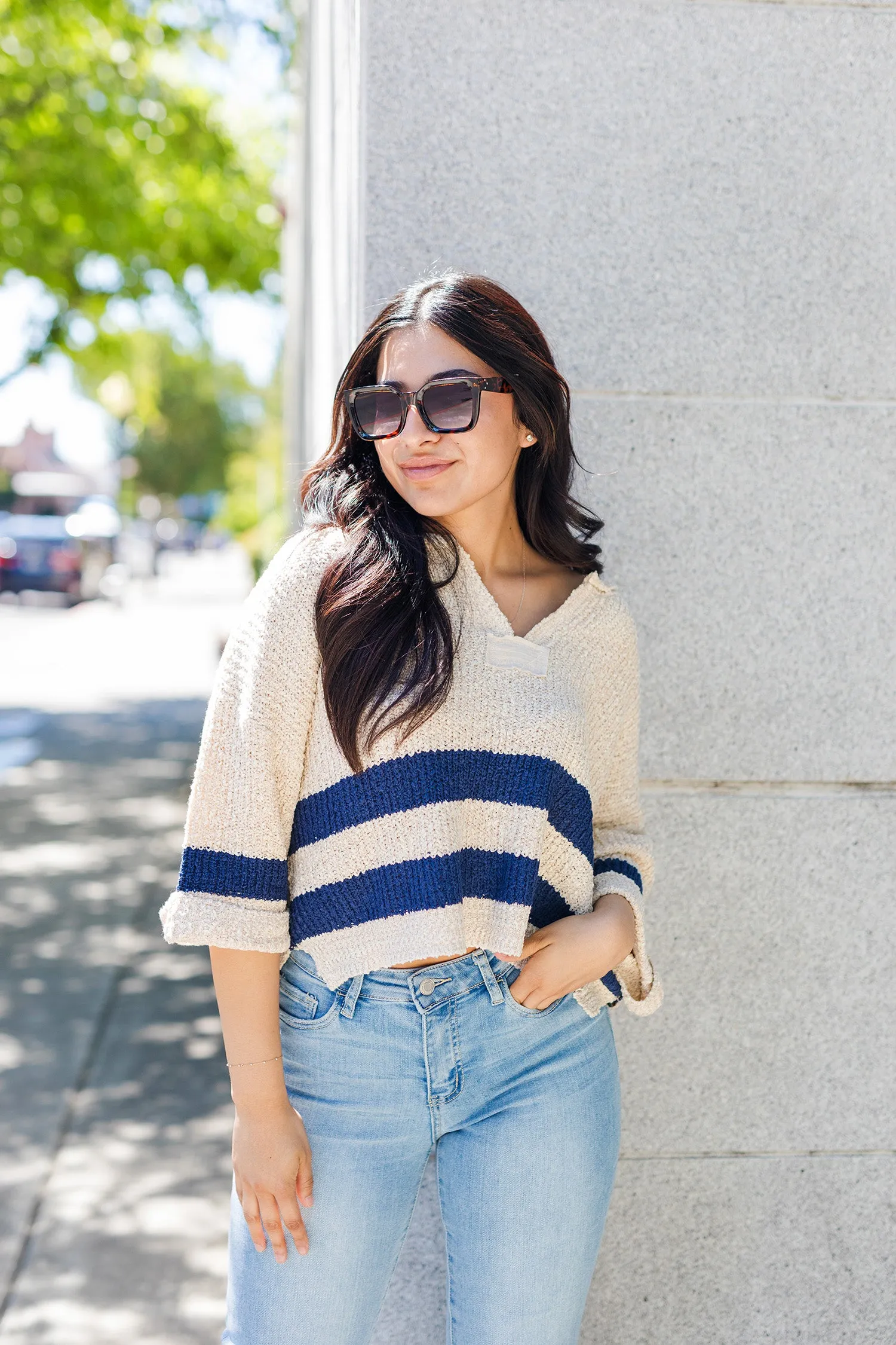 The On The Water Navy Striped Sweater