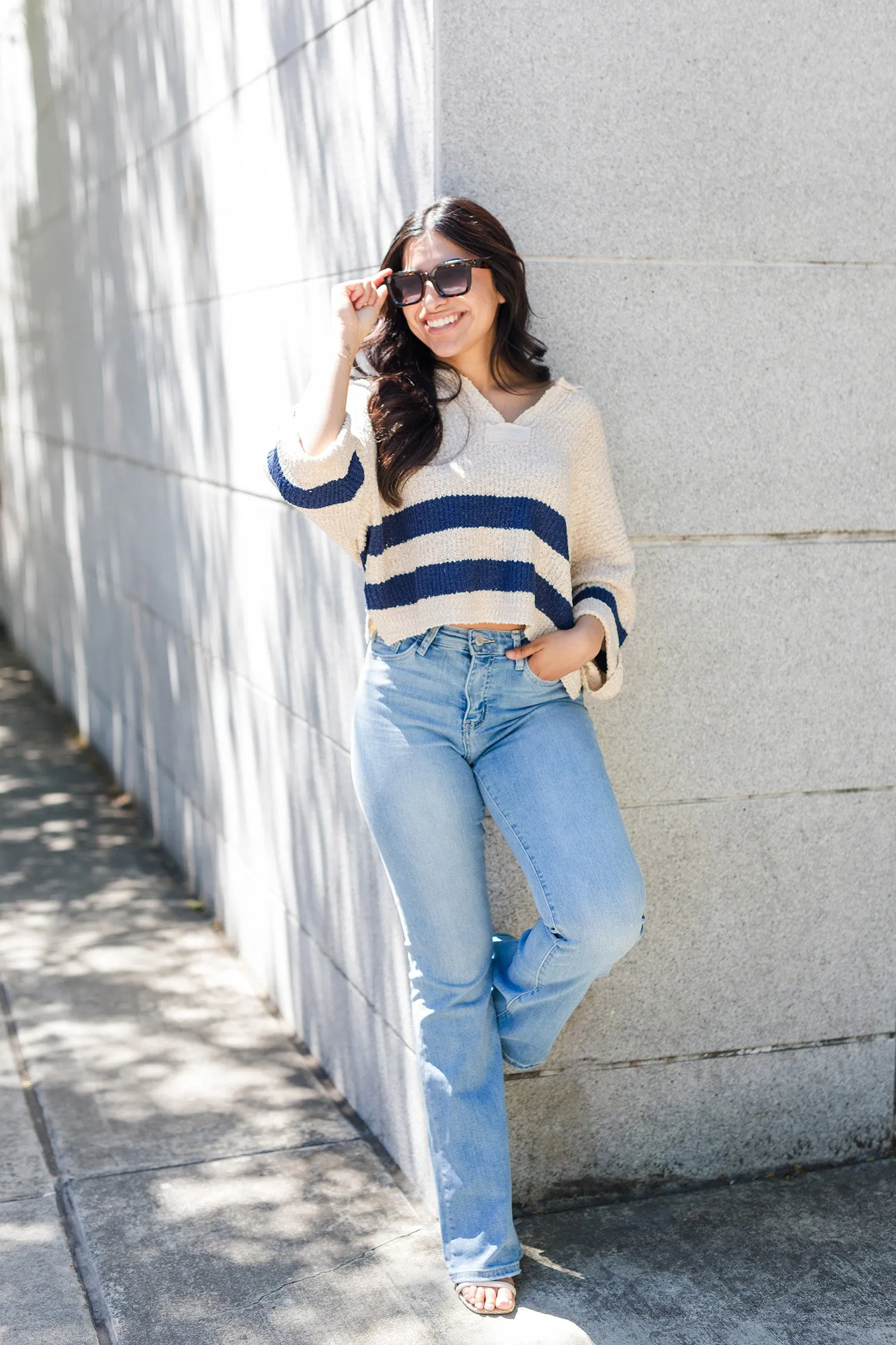 The On The Water Navy Striped Sweater