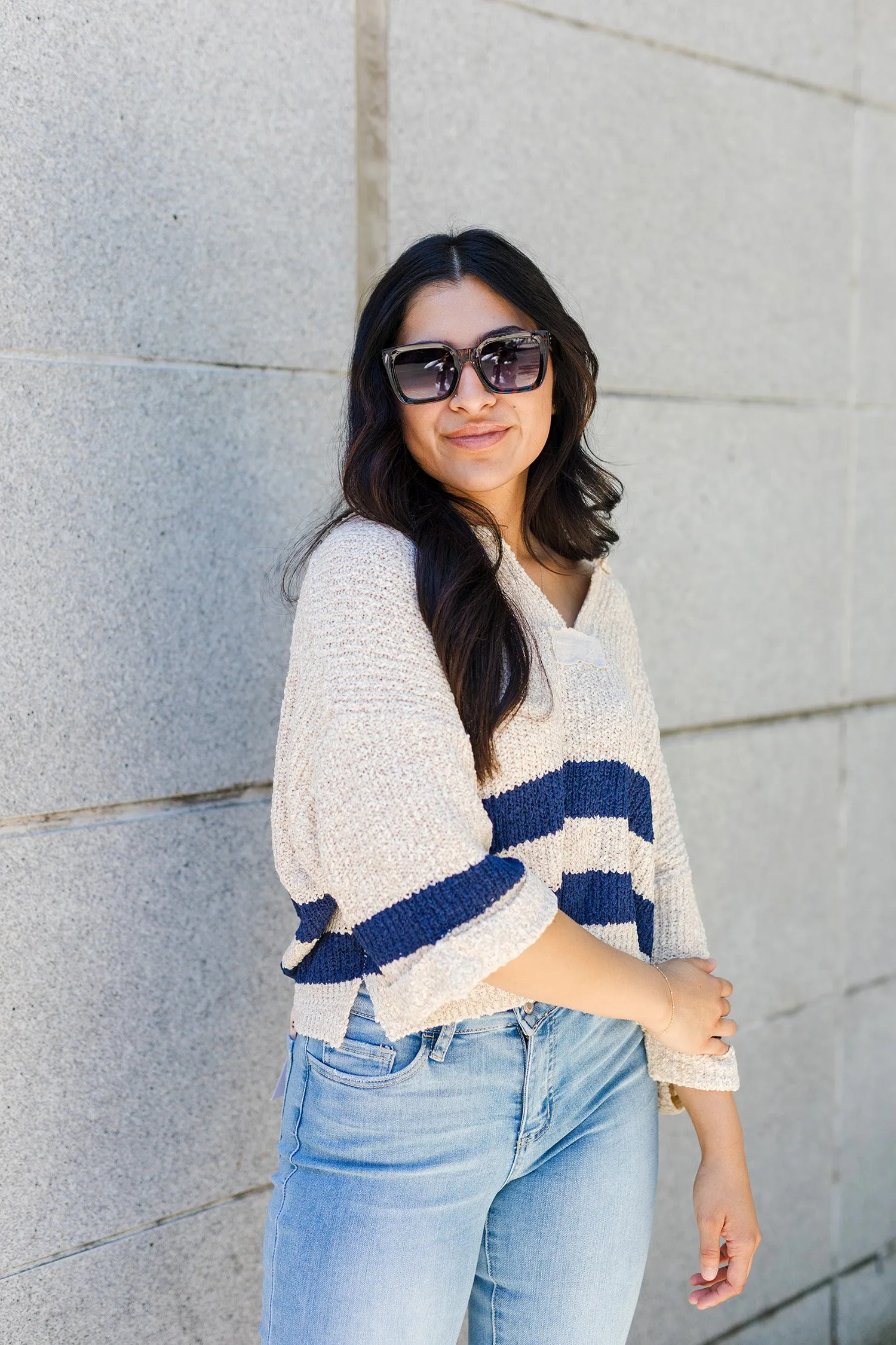 The On The Water Navy Striped Sweater