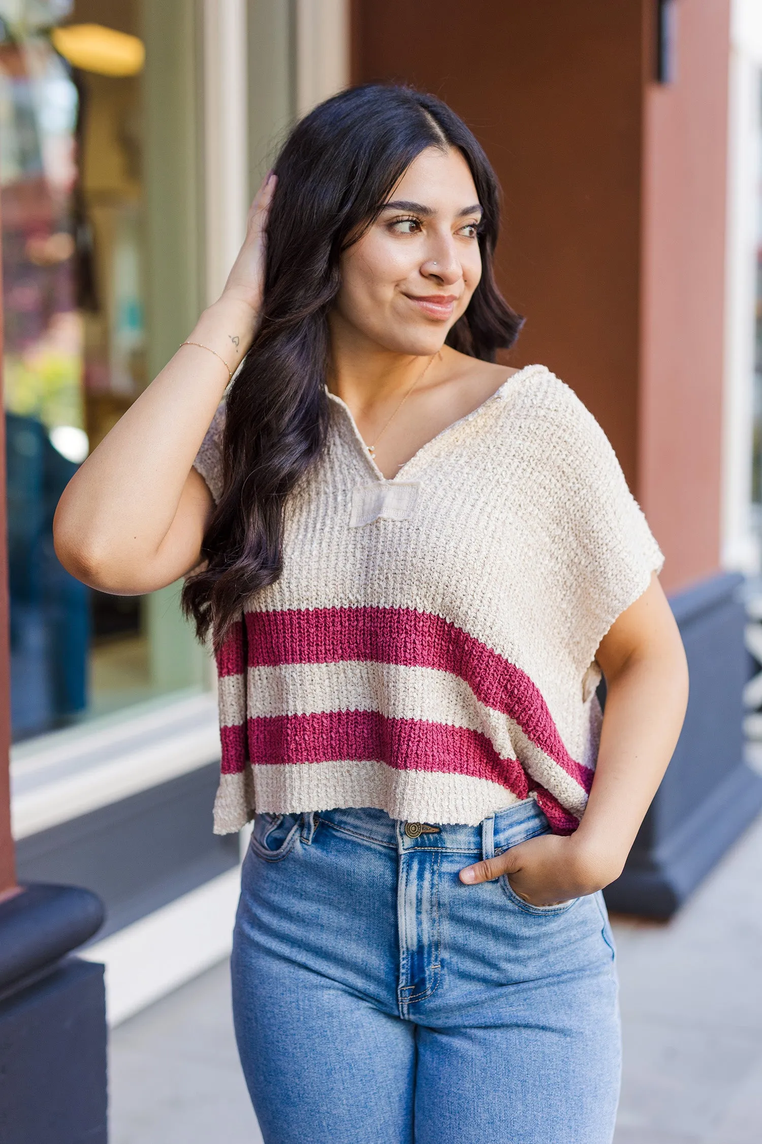 The Sail Away Sleeveless Striped Sweater