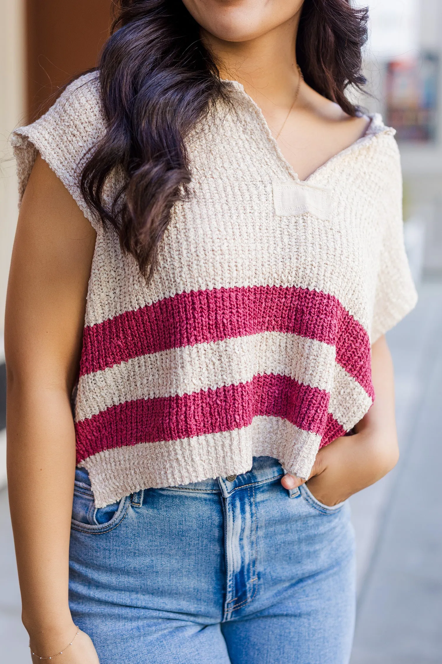 The Sail Away Sleeveless Striped Sweater