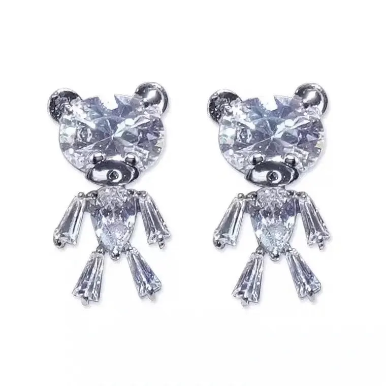 The teddy bear AAA zirconia cute earrings