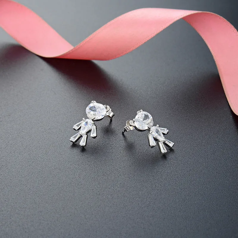 The teddy bear AAA zirconia cute earrings