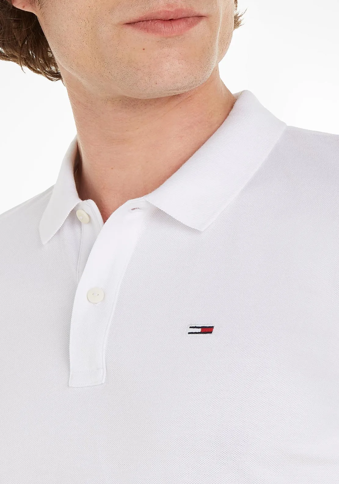 Tommy Jeans Flag Patch Polo Shirt, White