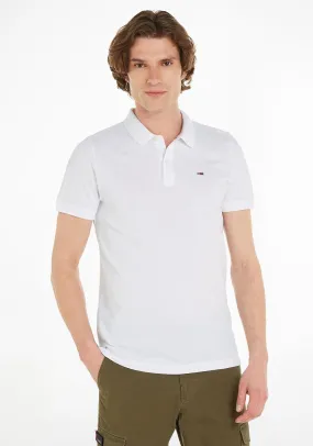 Tommy Jeans Flag Patch Polo Shirt, White