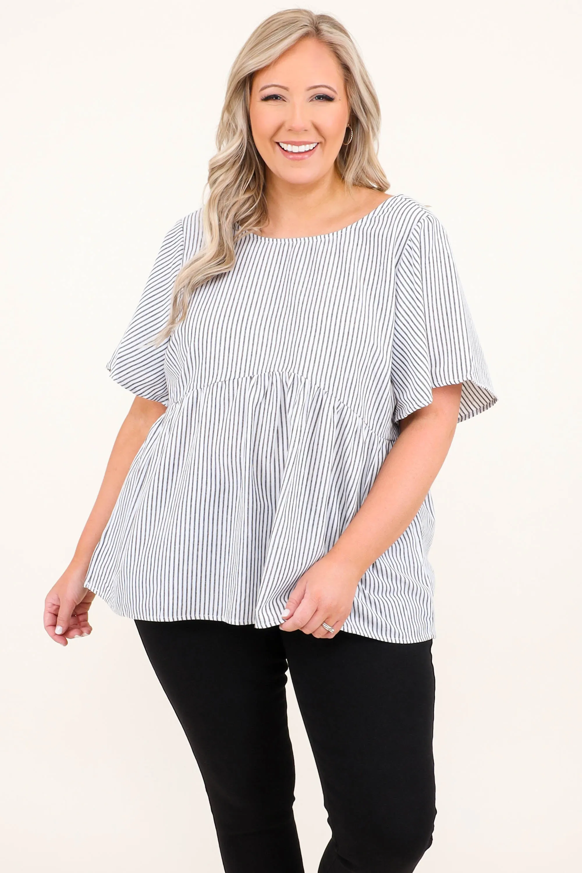 Too Dazy For You Top, Ivory Charcoal