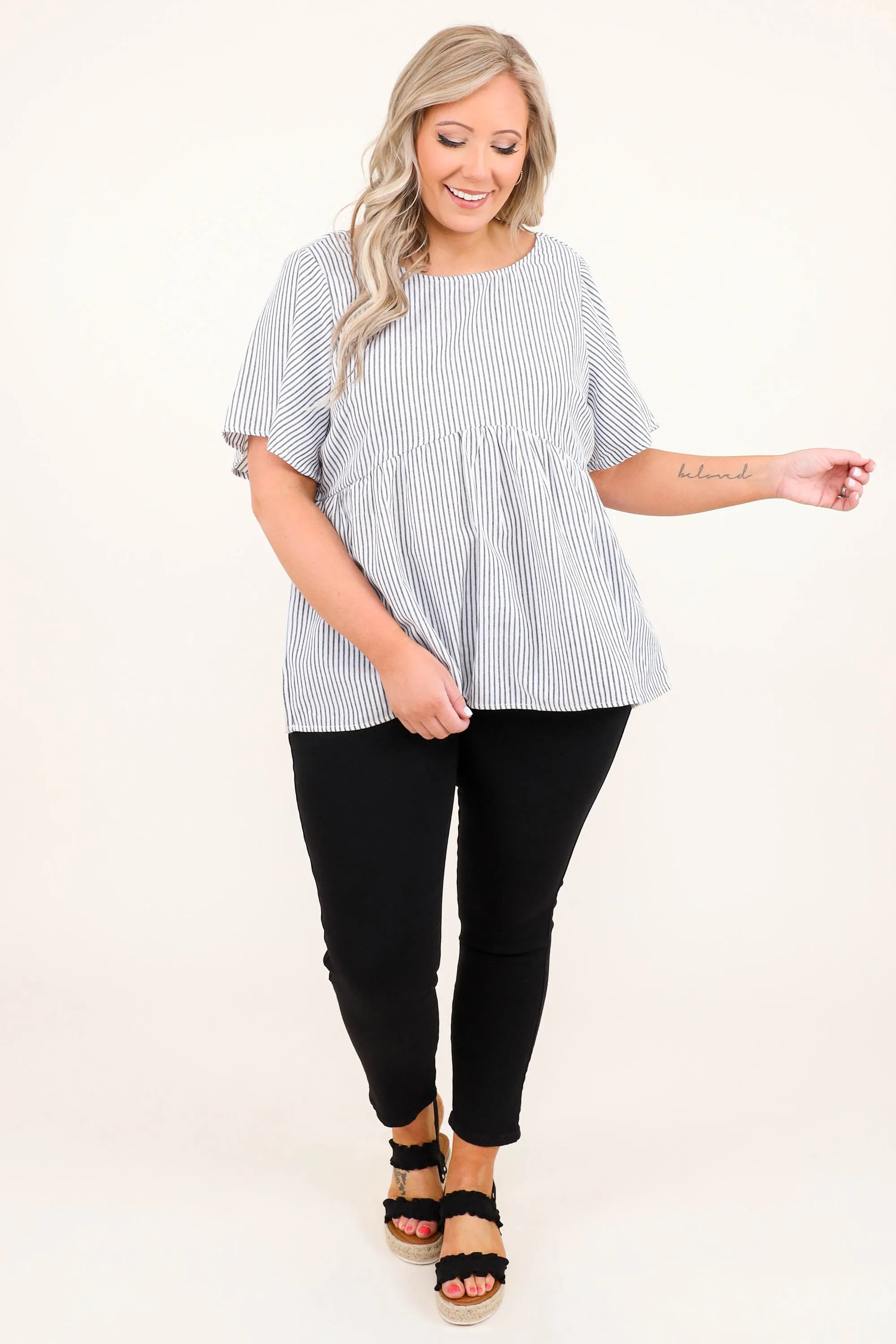 Too Dazy For You Top, Ivory Charcoal