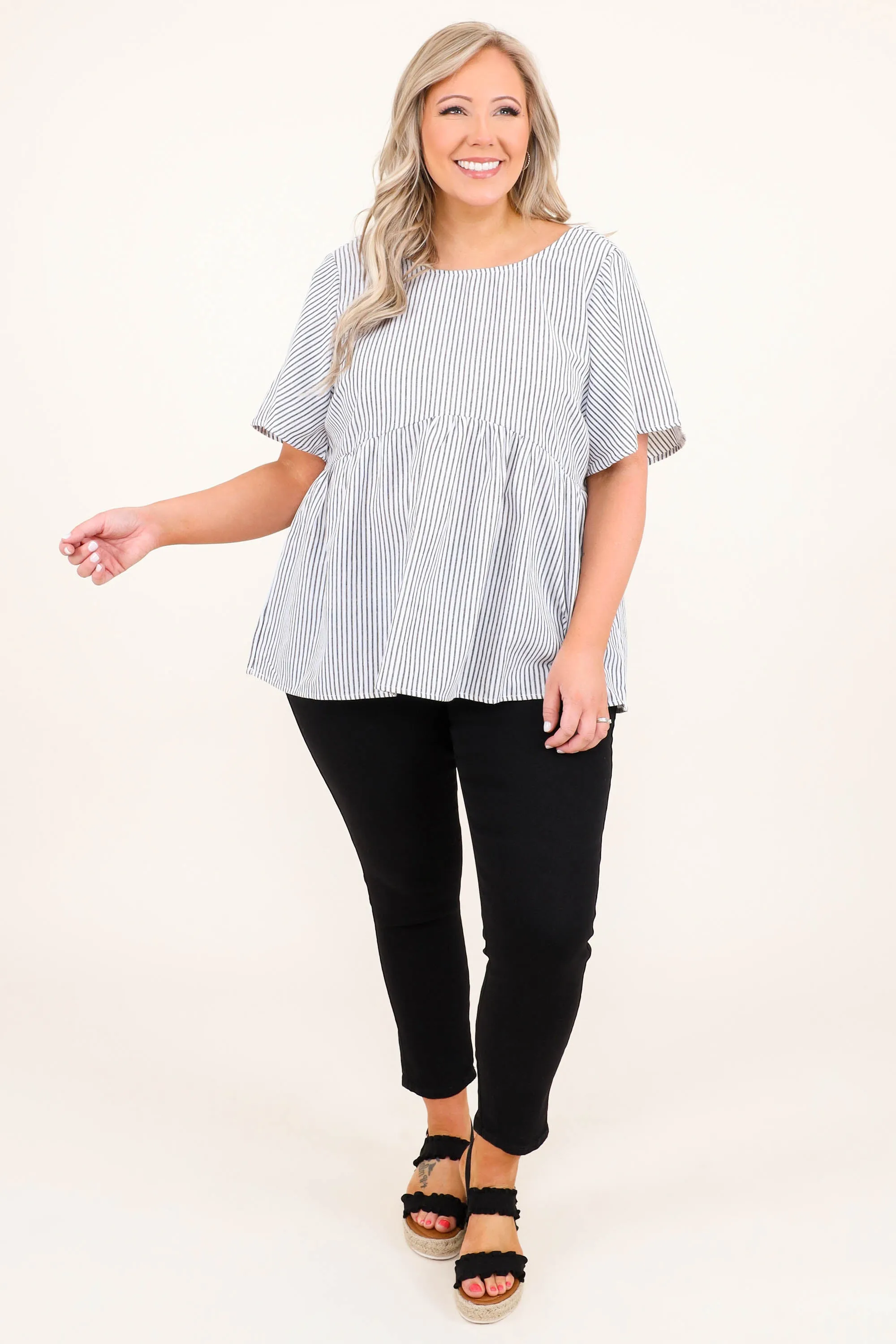 Too Dazy For You Top, Ivory Charcoal