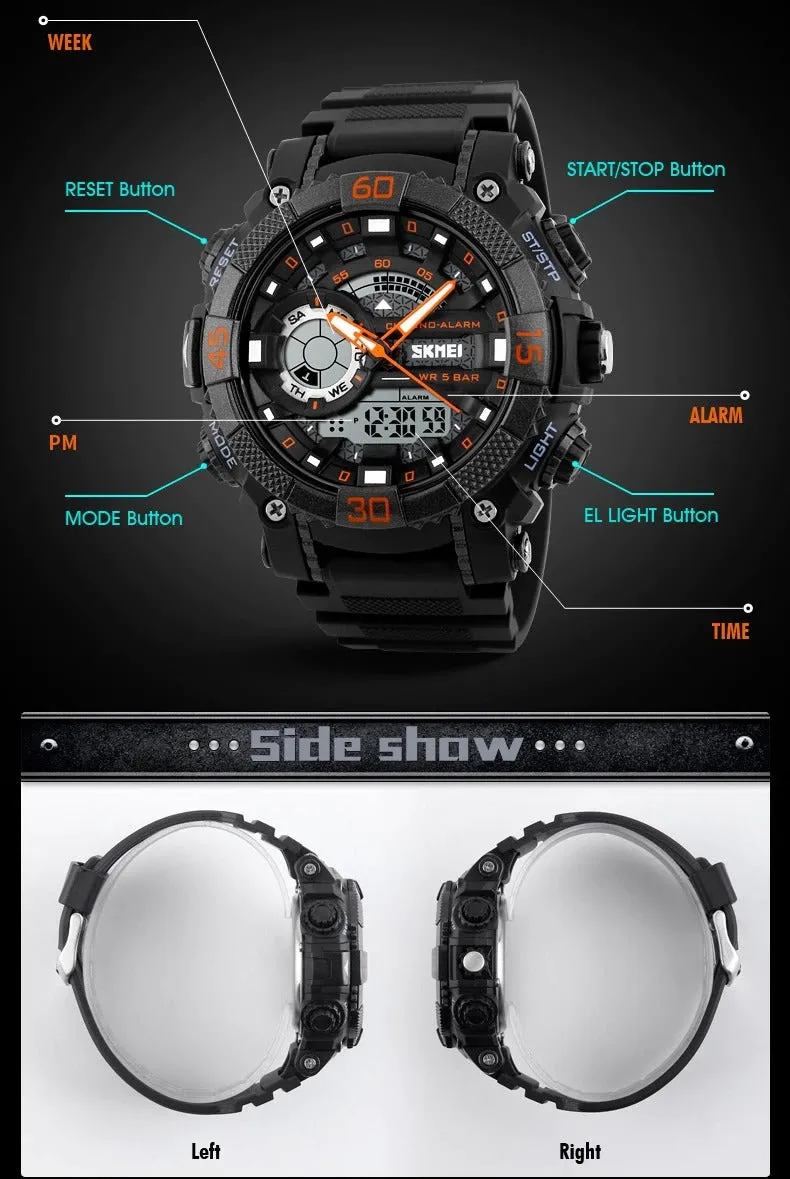 Top Luxury Men's Military LED Digital Analog Quartz Sports Watches