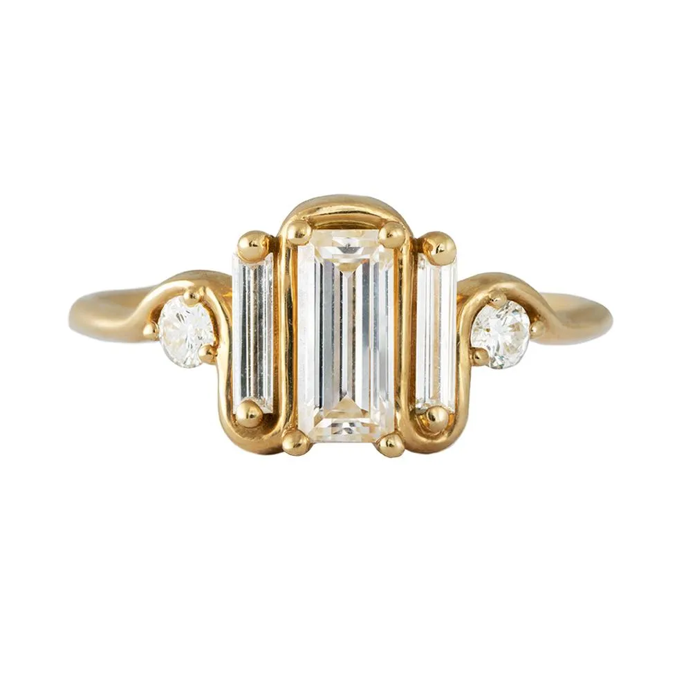 Triple Baguette Diamond Wave Ring