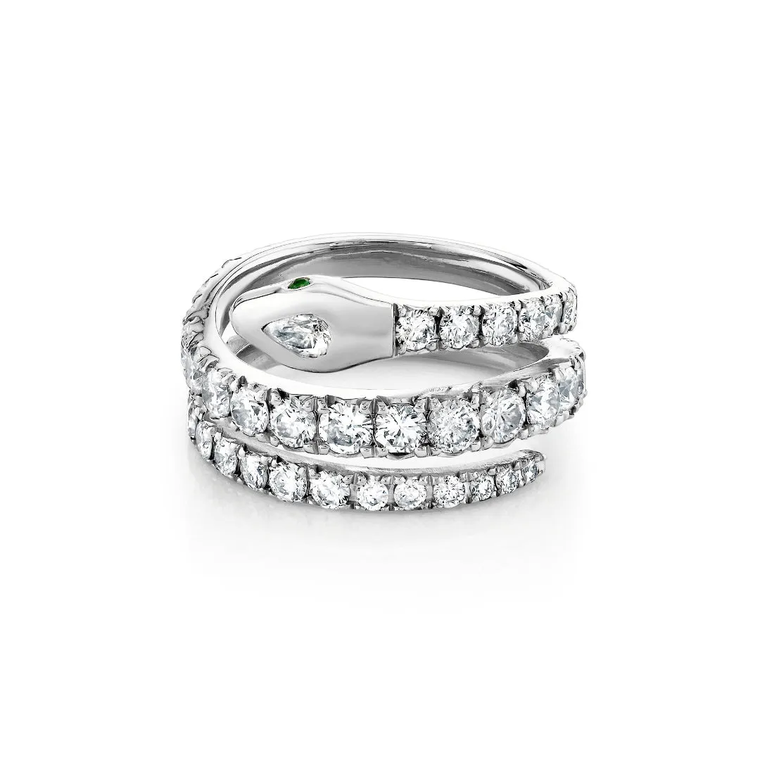 Triple Coil Diamond Kundalini Ring