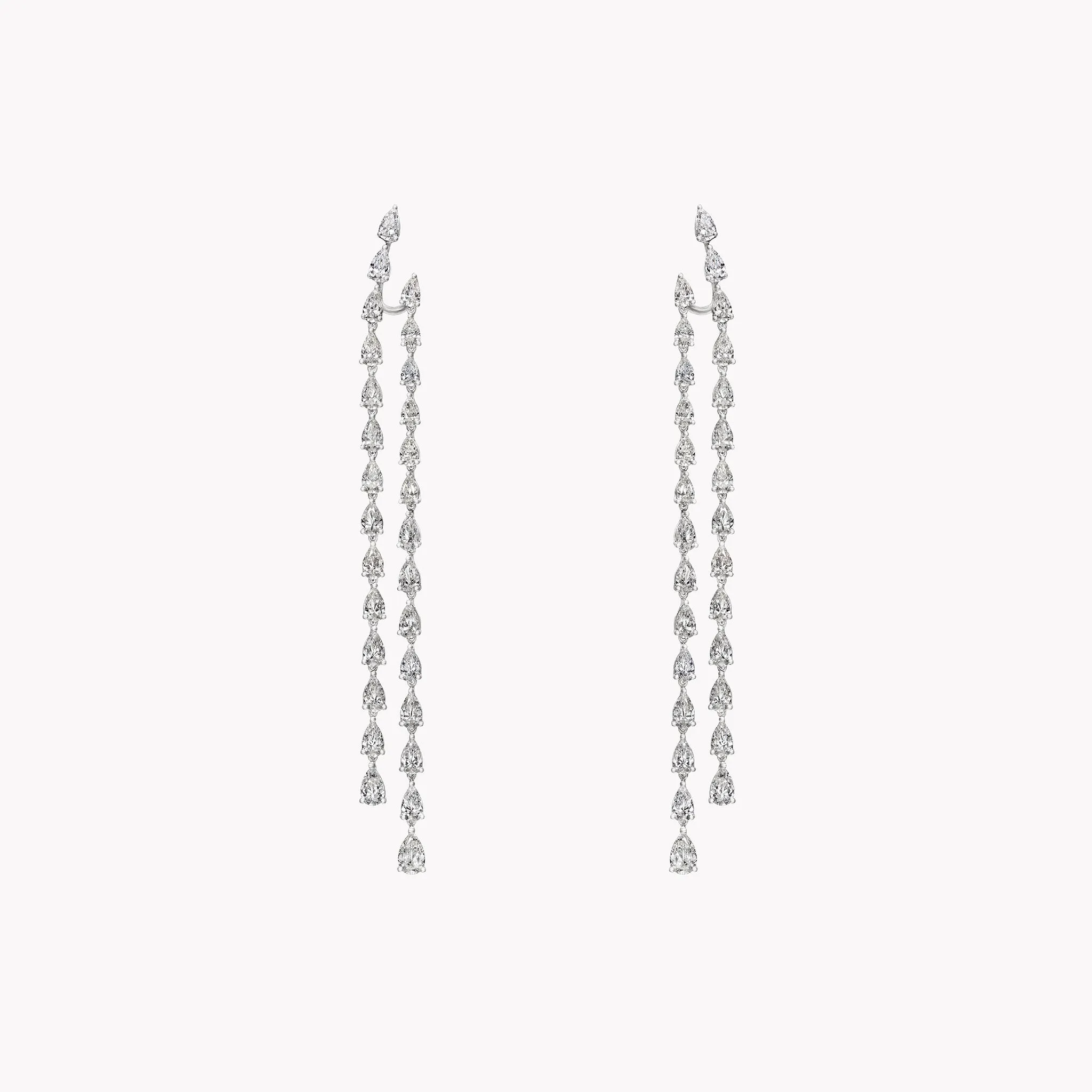 Two Row Pear Shape Drop Earrings