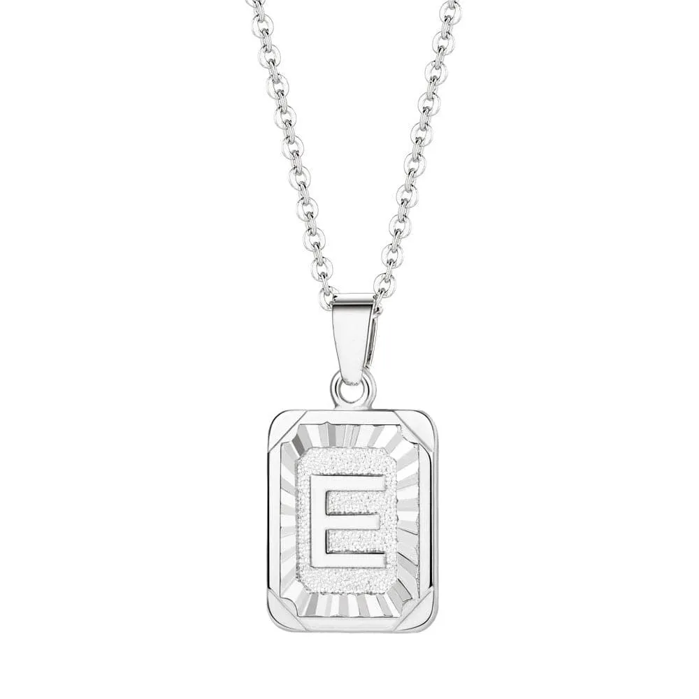 U7 Jewelry Square Initial Necklace A-Z Letter Necklace Men Women