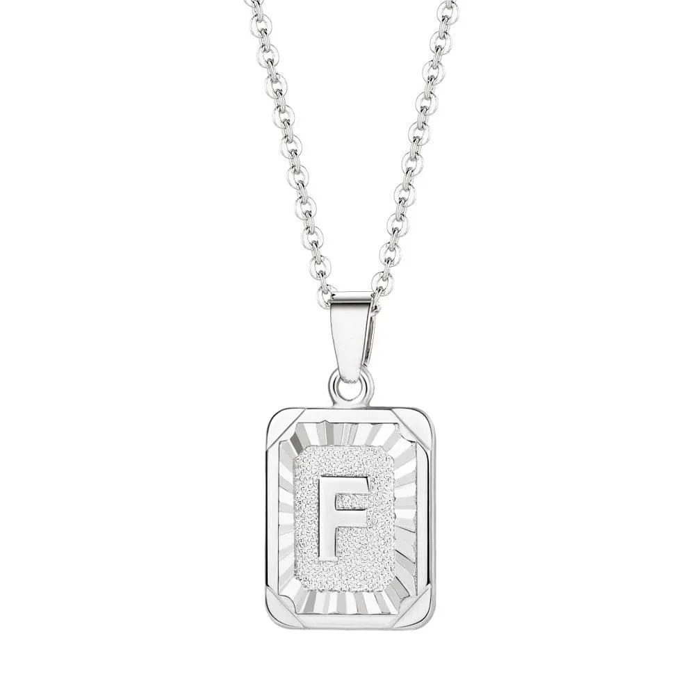 U7 Jewelry Square Initial Necklace A-Z Letter Necklace Men Women