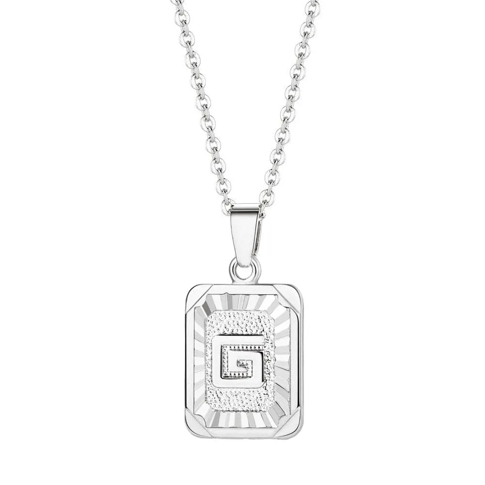 U7 Jewelry Square Initial Necklace A-Z Letter Necklace Men Women