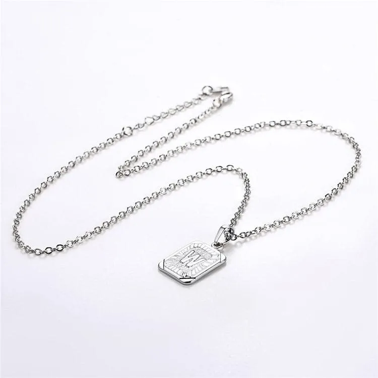 U7 Jewelry Square Initial Necklace A-Z Letter Necklace Men Women