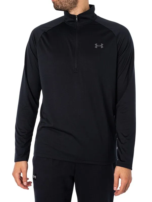 Under Armour UA Tech 1/2 Zip Long Sleeve Top - Black/Charcoal