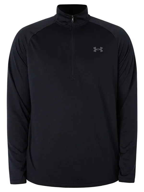 Under Armour UA Tech 1/2 Zip Long Sleeve Top - Black/Charcoal