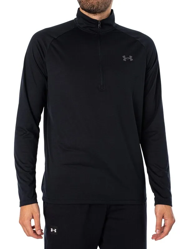 Under Armour UA Tech 1/2 Zip Long Sleeve Top - Black/Charcoal