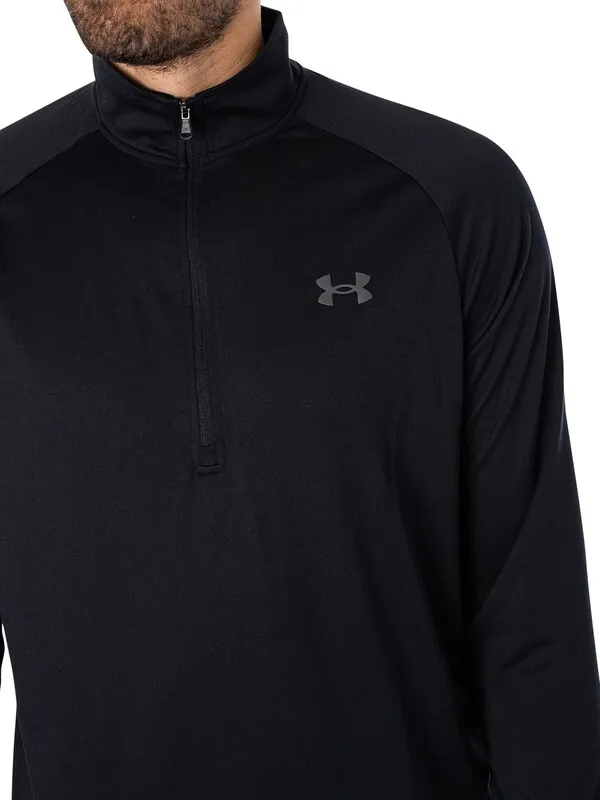 Under Armour UA Tech 1/2 Zip Long Sleeve Top - Black/Charcoal