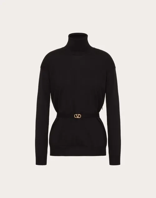 VALENTINO  |Wool Long Sleeves Plain Elegant Style Logo