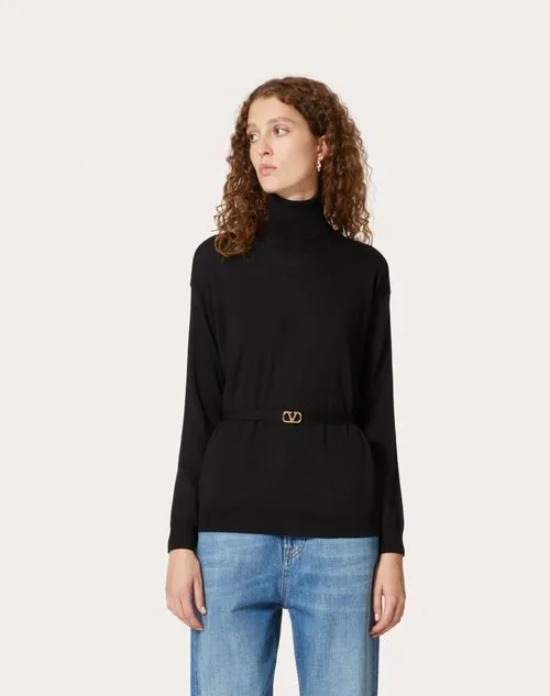 VALENTINO  |Wool Long Sleeves Plain Elegant Style Logo