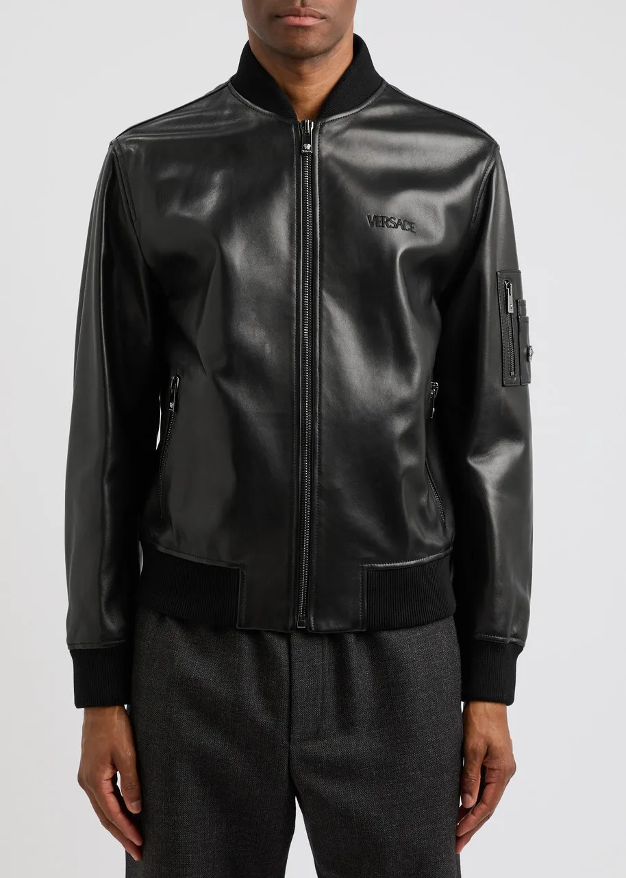 VERSACE Leather bomber jacket  -                         -                     -                