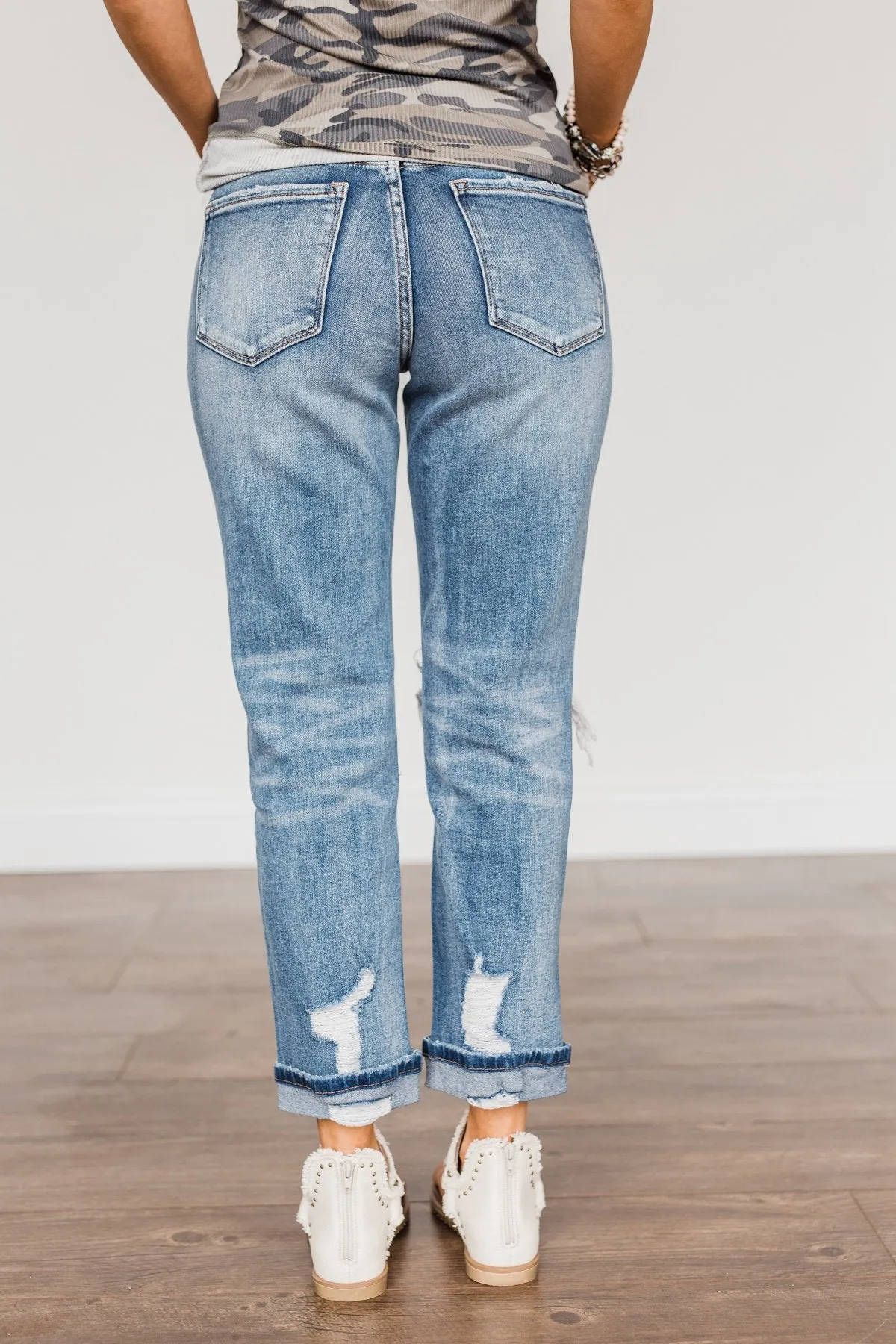 Vervet Distressed Boyfriend Jeans- Rebecca Wash