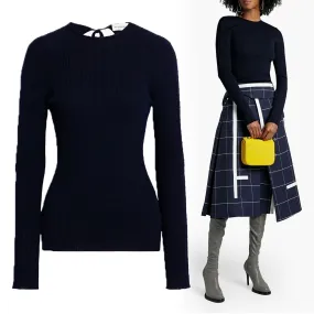 Victoria Beckham  |Crew Neck Casual Style Wool Street Style U-Neck Long Sleeves