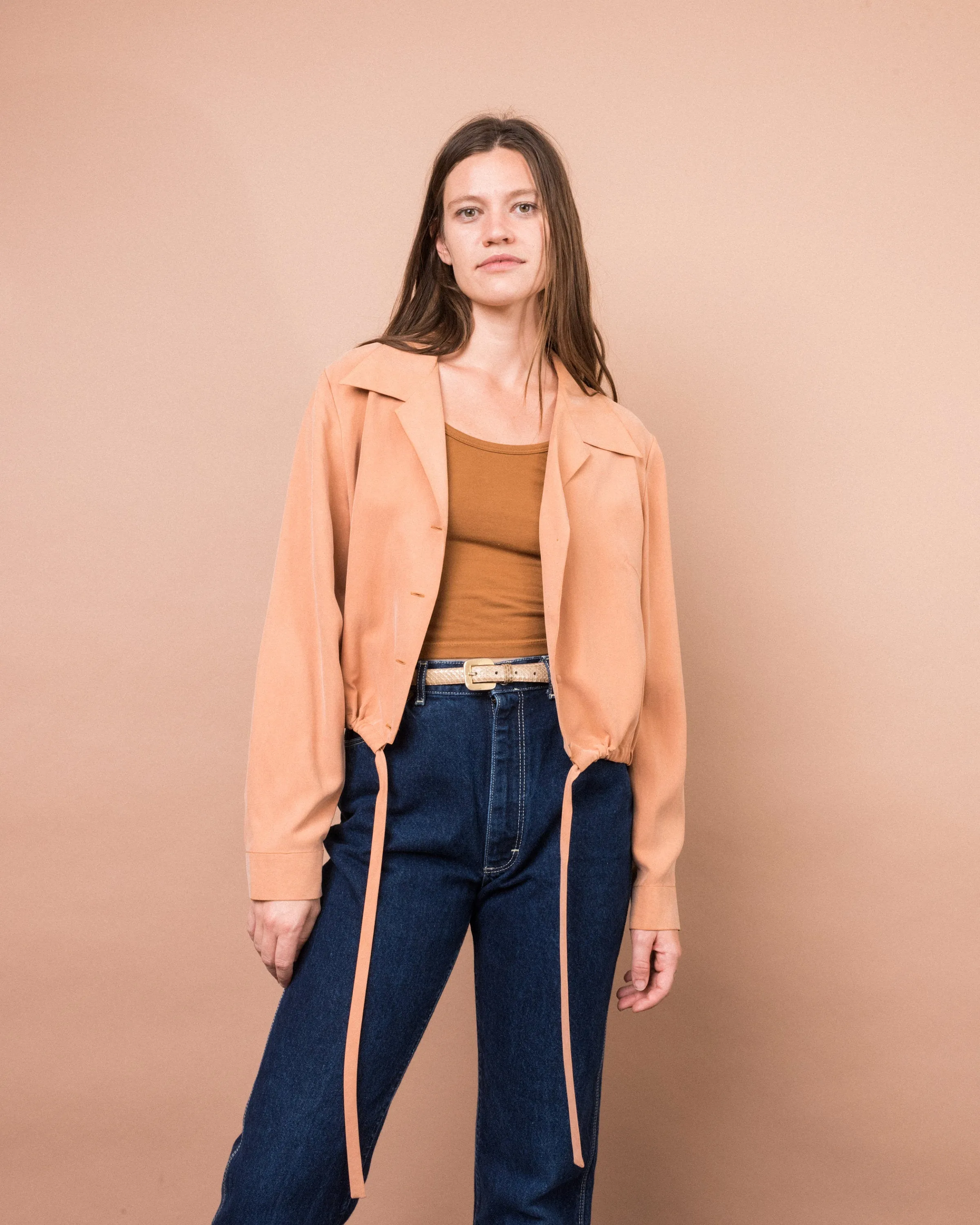 Vintage Apricot Silk Bomber (S/M)