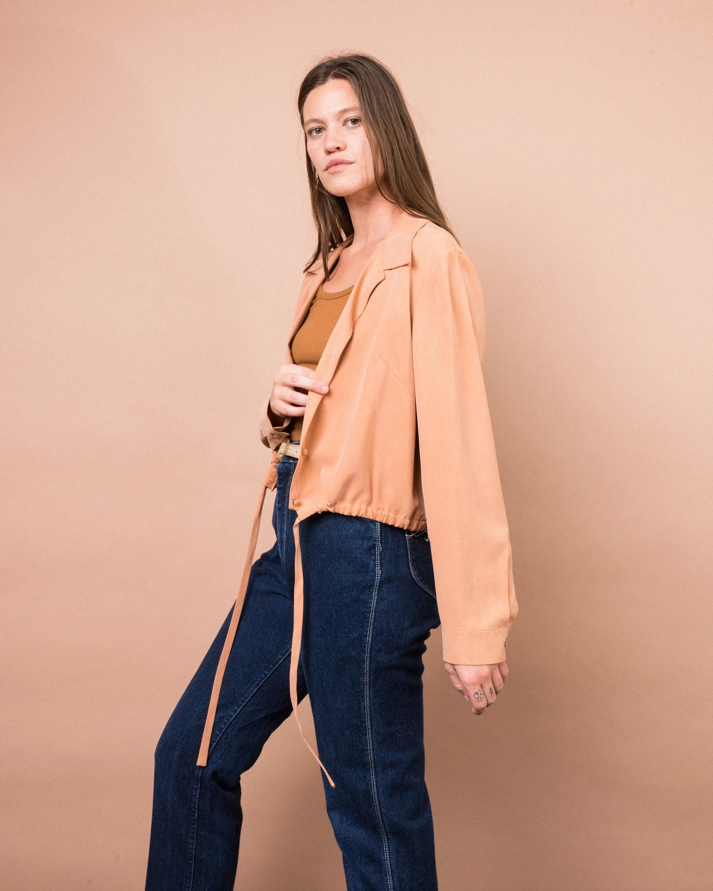 Vintage Apricot Silk Bomber (S/M)