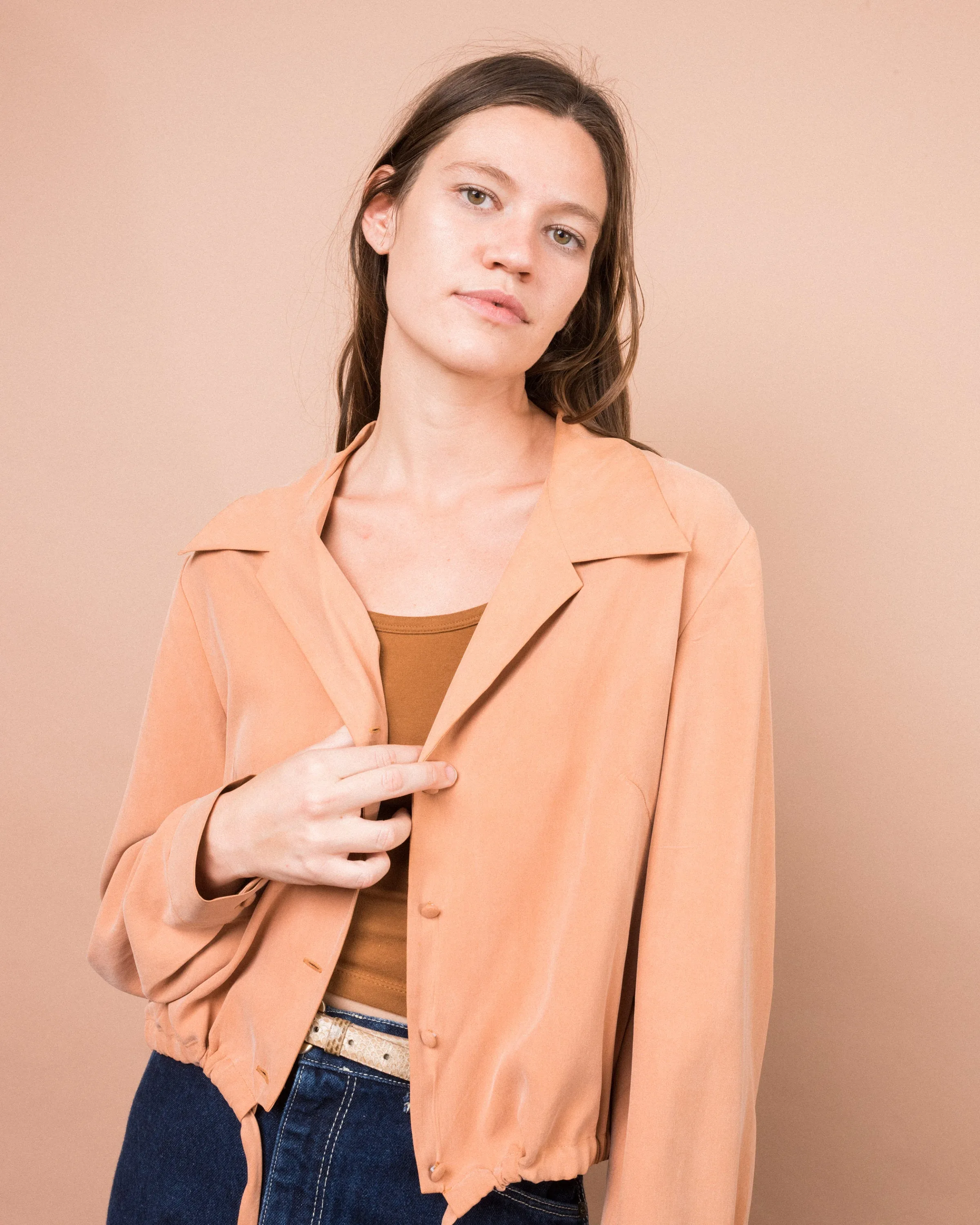 Vintage Apricot Silk Bomber (S/M)