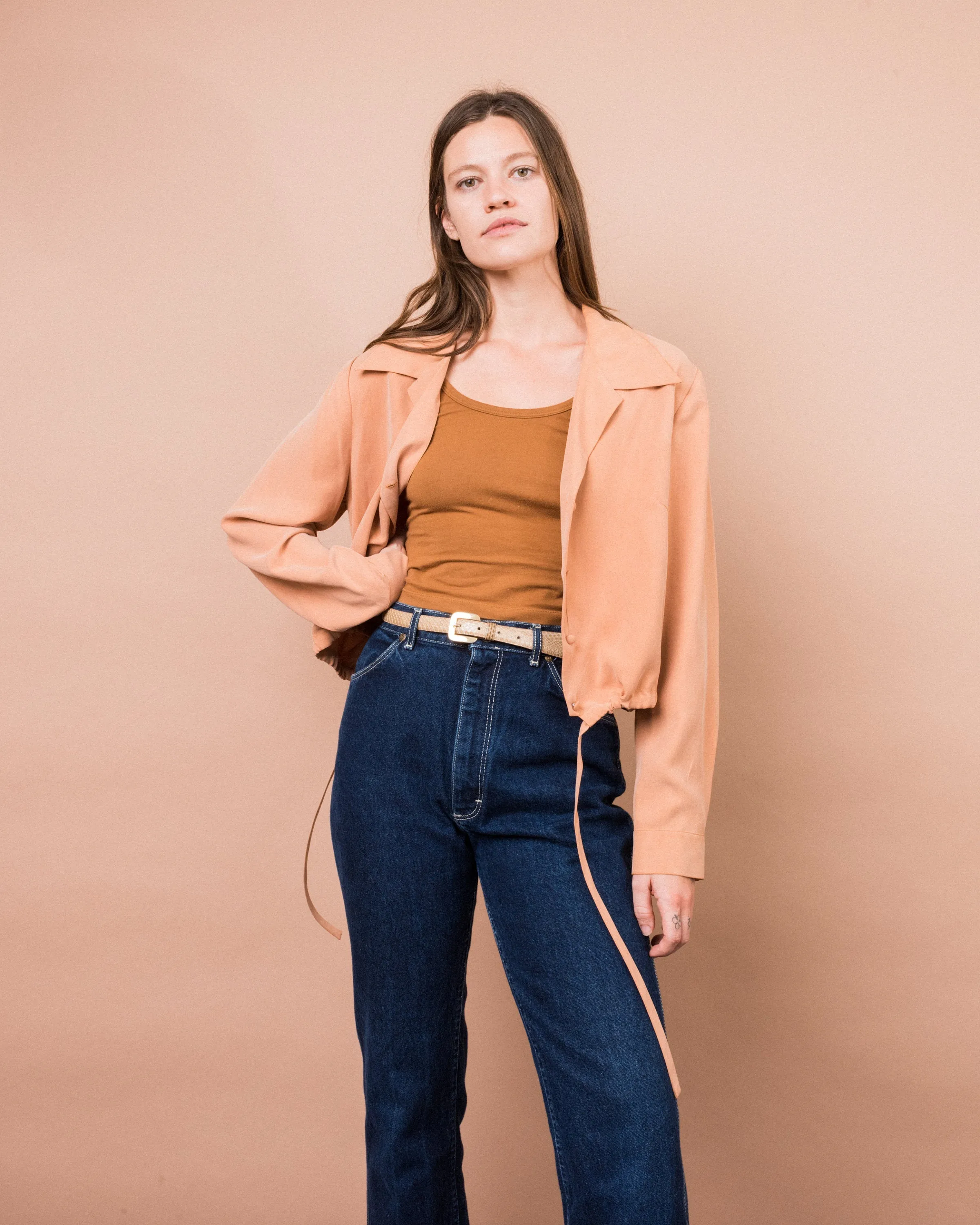 Vintage Apricot Silk Bomber (S/M)