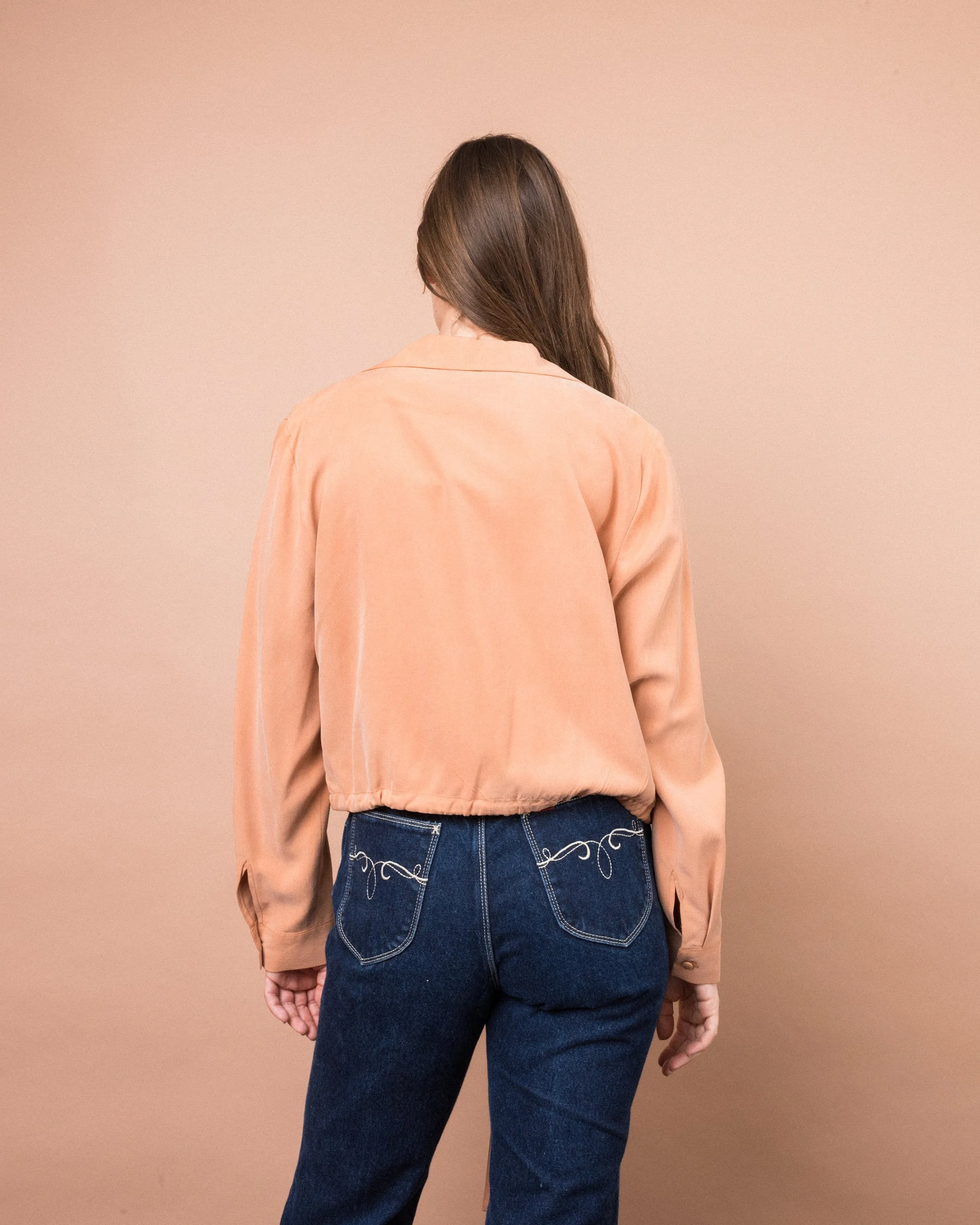 Vintage Apricot Silk Bomber (S/M)