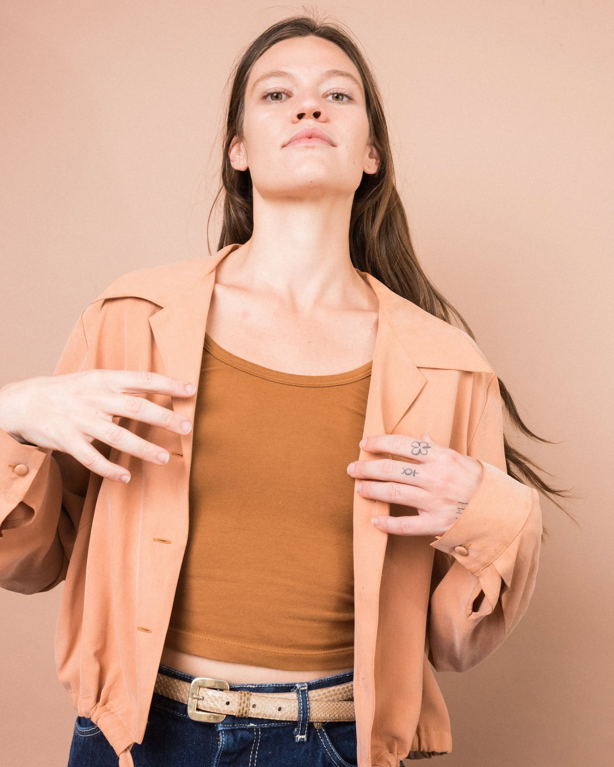 Vintage Apricot Silk Bomber (S/M)