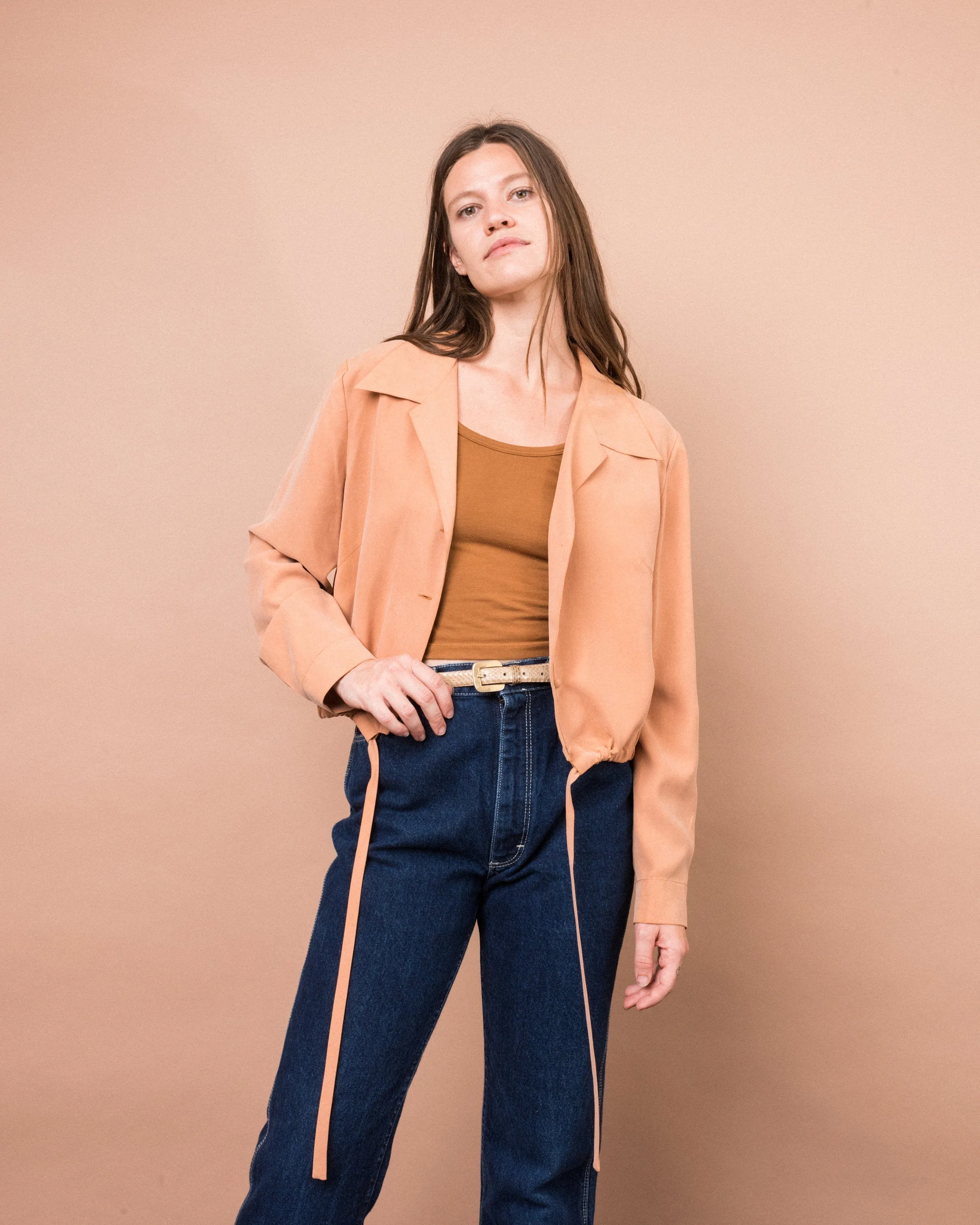 Vintage Apricot Silk Bomber (S/M)