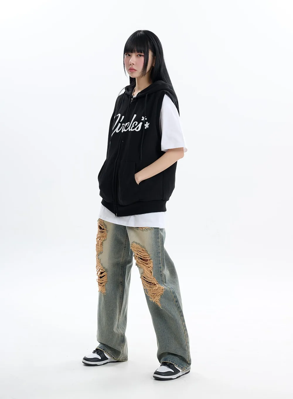 Vintage Ripped Baggy Jeans IF413