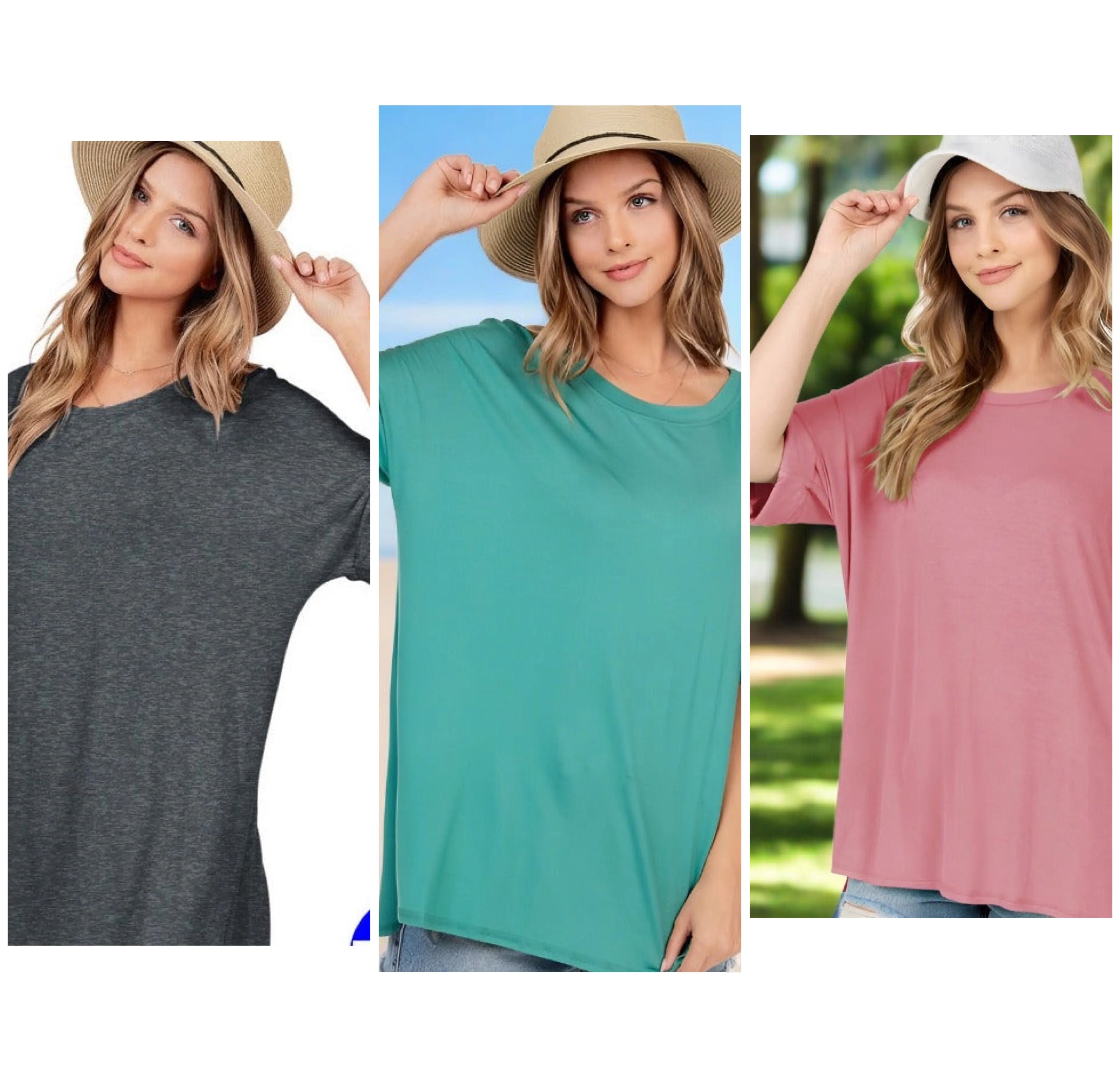 Warmer Days Top (Plus)- Rose, Dusty Green & Charcoal