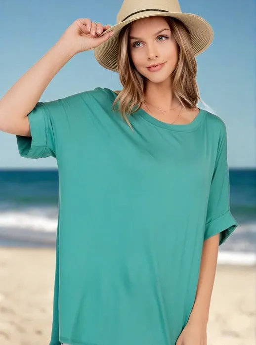 Warmer Days Top (Plus)- Rose, Dusty Green & Charcoal