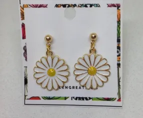 White Daisy Earrings, Flower Girl Gift