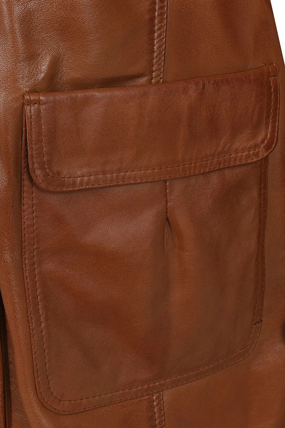 Women's  Length Tan Leather Duffle Coat - 'BECKY'