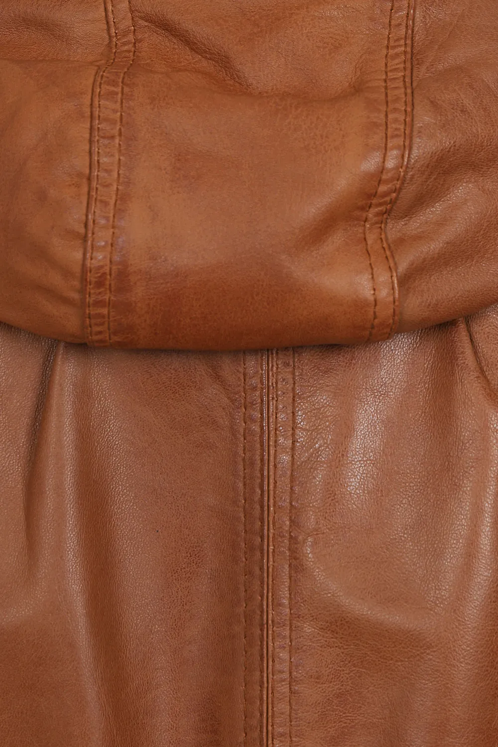 Women's  Length Tan Leather Duffle Coat - 'BECKY'