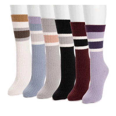 Women's MUK LUKS Microfiber Boot 6 Pack Crew Socks