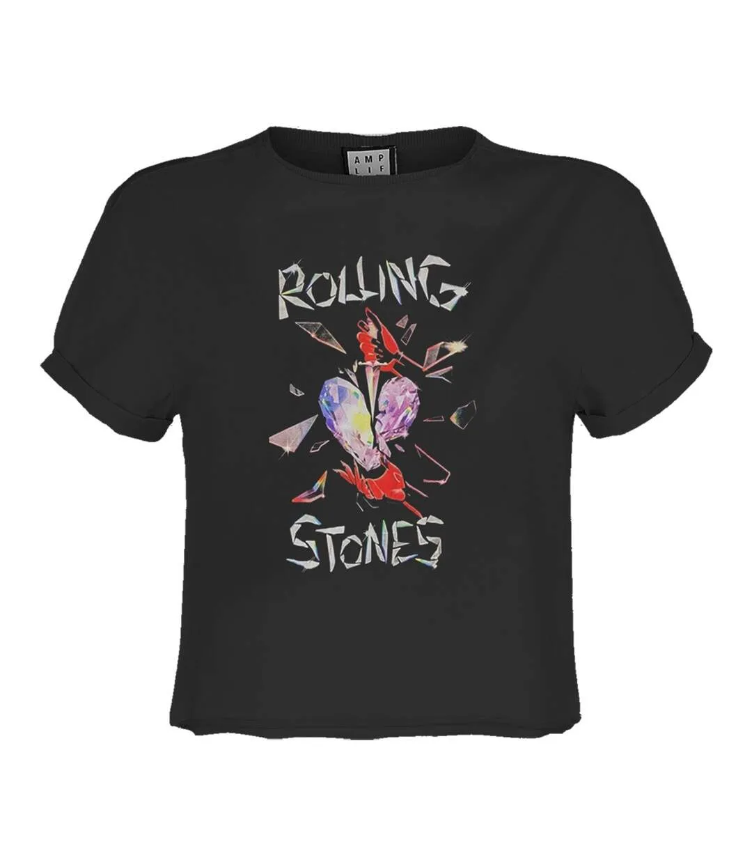 Womens/ladies hackney diamonds the rolling stones crop top charcoal Amplified