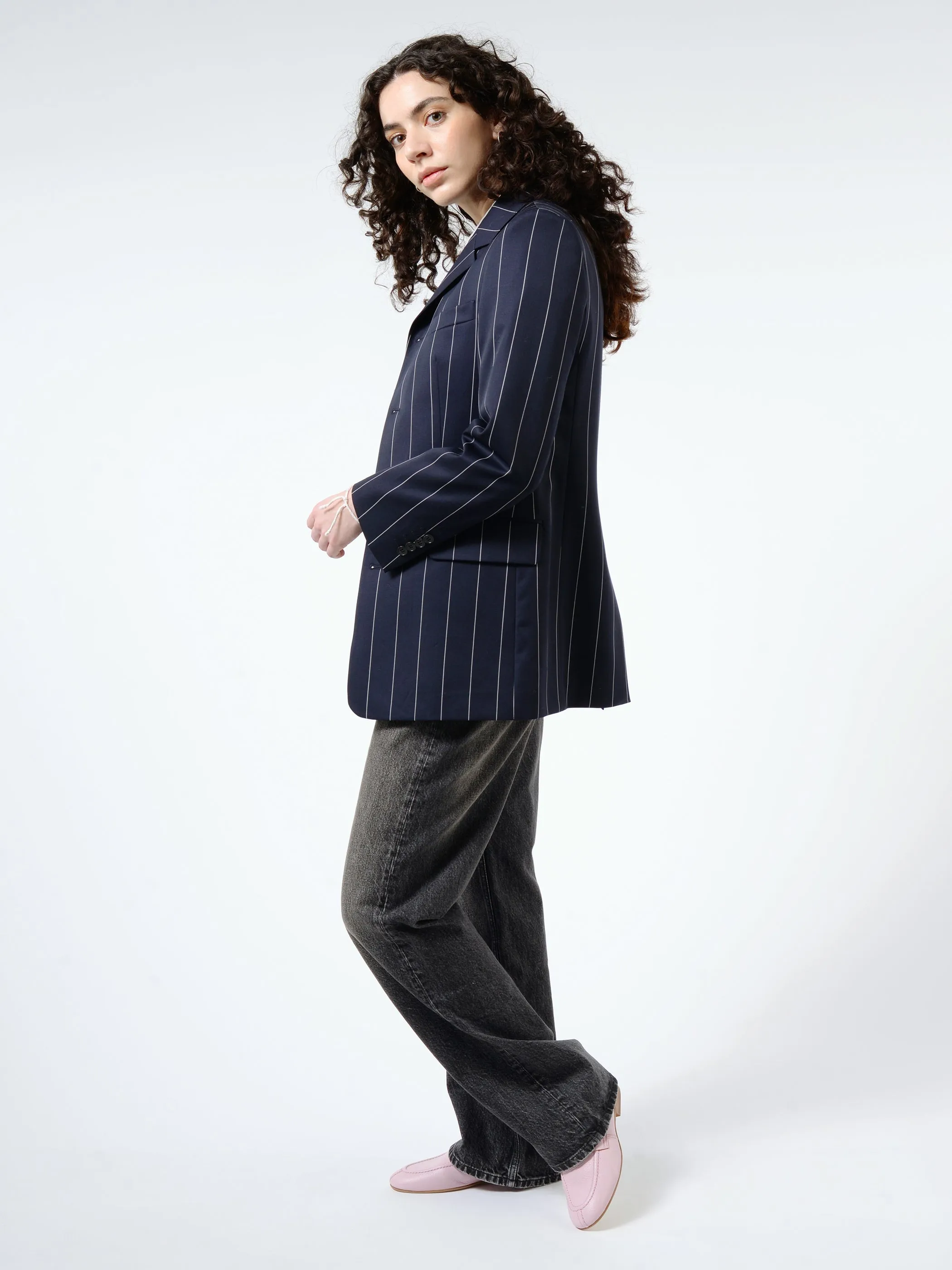 Wool Pinstripe Blazer